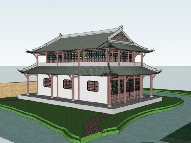 Sketchup古建筑模型|多层鼓楼，仿古，中式风格，古建