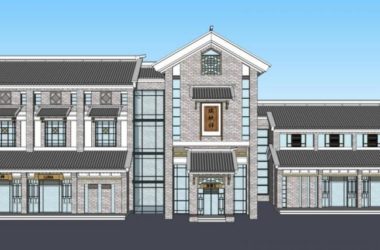 Sketchup商业模型|多层商业建筑，现代中式风格-BIM建筑网