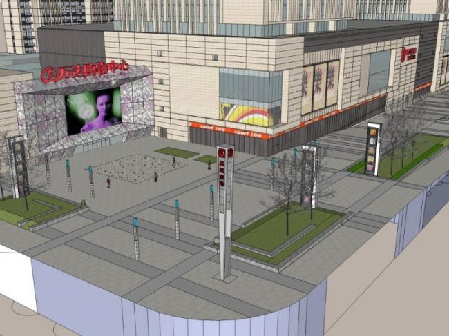 Sketchup综合体模型|多高层商业综合体，住宅，底层商业，古典风格