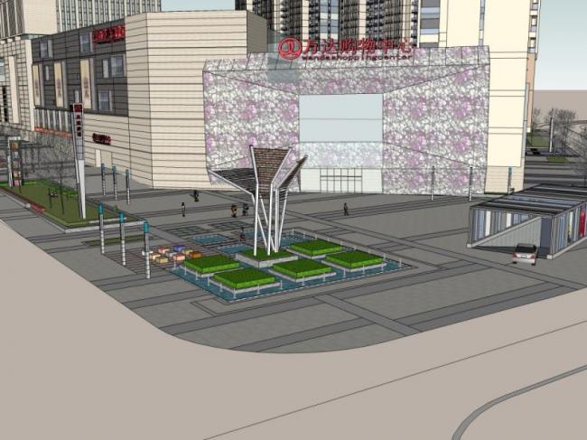 Sketchup综合体模型|多高层商业综合体，住宅，底层商业，古典风格