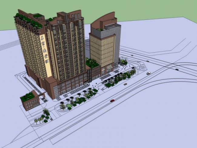 Sketchup住宅模型|高层公寓，居住建筑，古典风格