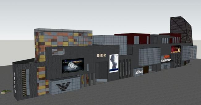 Sketchup商业模型|多层商业步行街，现代风格