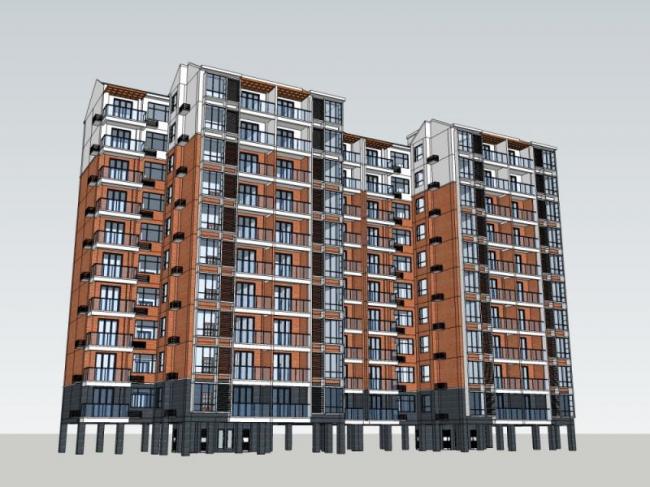 Sketchup住宅模型|高层住宅，现代风格