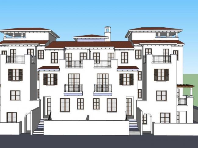 Sketchup住宅模型|联排住宅，欧式古典风格
