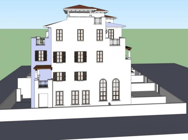 Sketchup住宅模型|联排住宅，欧式古典风格