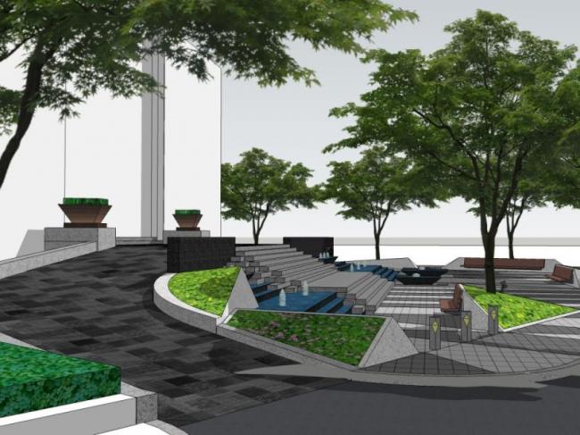 Sketchup景观模型|商业景观，现代风格