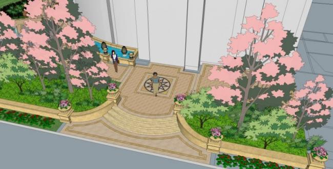 Sketchup景观模型|商业景观，古典风格
