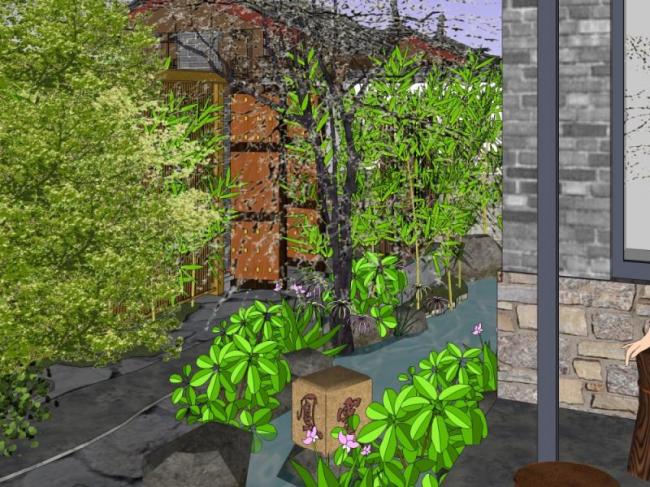 Sketchup景观模型|商业景观，中式风格