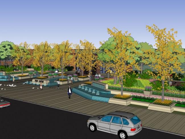 Sketchup景观模型|商业景观，现代风格