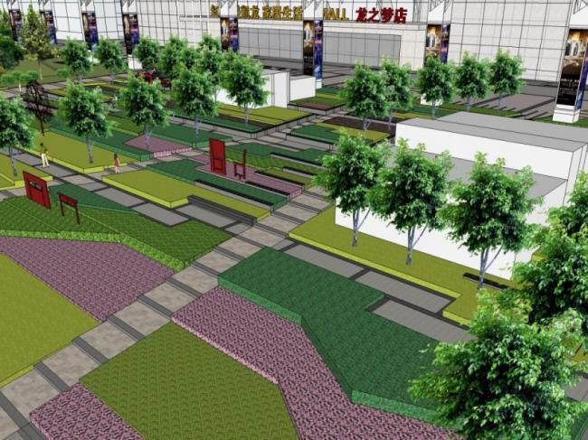 Sketchup景观模型|商业景观，现代风格