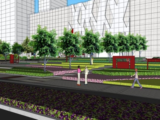 Sketchup景观模型|商业景观，现代风格