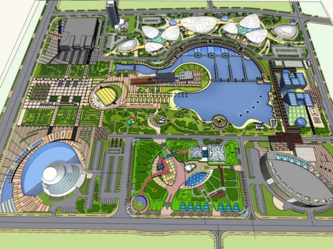 Sketchup景观模型|商业景观，现代风格