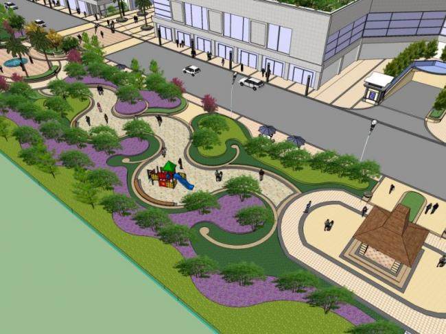 Sketchup景观模型|商业景观，住宅景观，现代风格