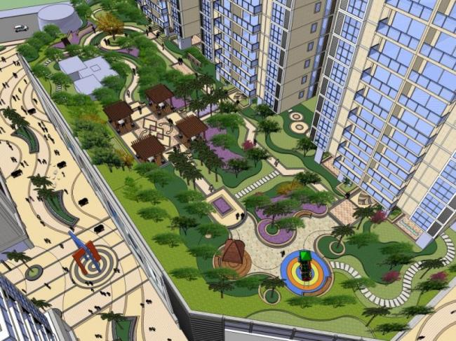 Sketchup景观模型|商业景观，住宅景观，现代风格