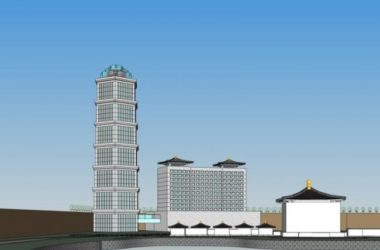 Sketchup酒店模型|高层旅馆，现代中式风格-BIM建筑网