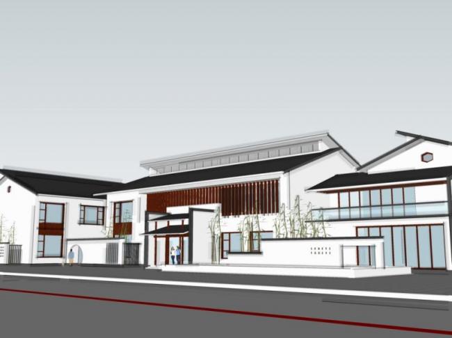 Sketchup商业模型|低层会所，现代中式风格