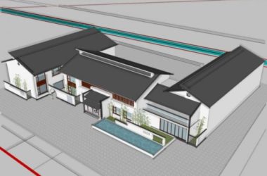 Sketchup商业模型|低层会所，现代中式风格-BIM建筑网