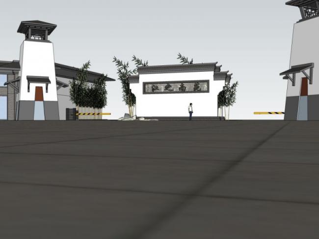 Sketchup小品模型|大门，中式风格，小品