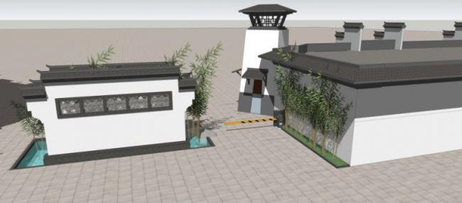 Sketchup小品模型|大门，中式风格，小品