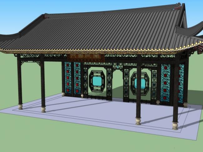 Sketchup小品模型|岭南古亭，古建筑，小品