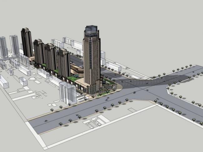 Sketchup商业模型|多层商业街，现代风格