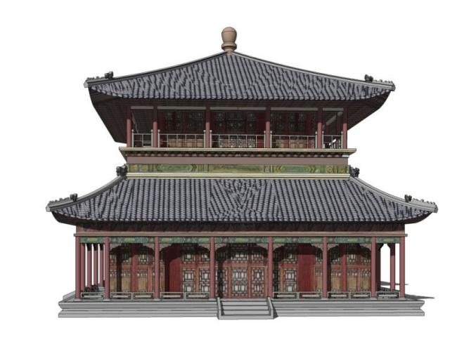 Sketchup古建筑模型|多层茶楼，中式风格，古建