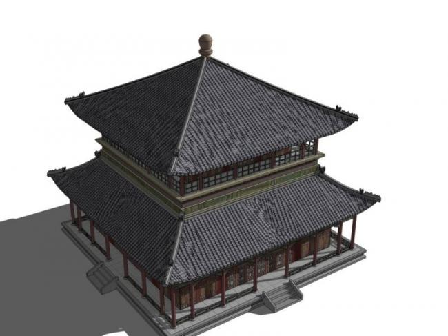 Sketchup古建筑模型|多层茶楼，中式风格，古建