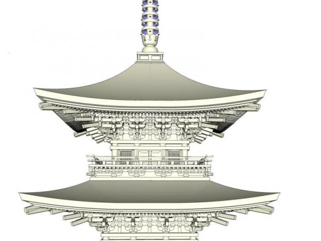 Sketchup古建筑模型|多层塔建筑，古建筑，中式风格