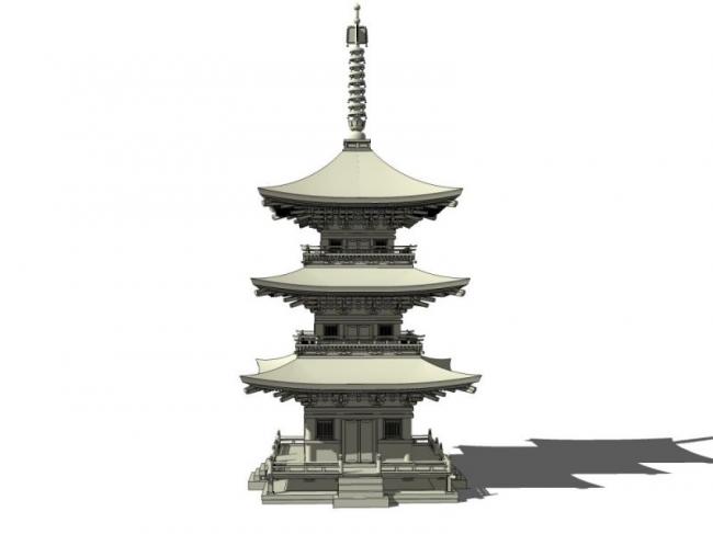 Sketchup古建筑模型|多层塔建筑，古建筑，中式风格