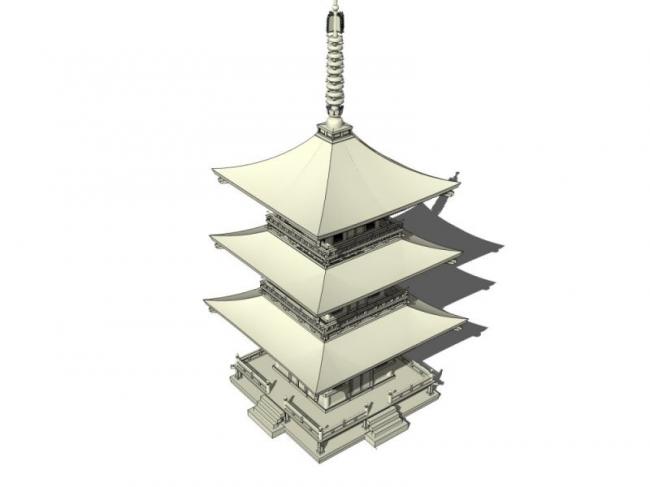 Sketchup古建筑模型|多层塔建筑，古建筑，中式风格
