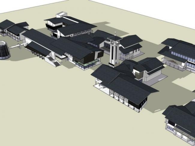 Sketchup车站路桥|商业码头，现代中式风格