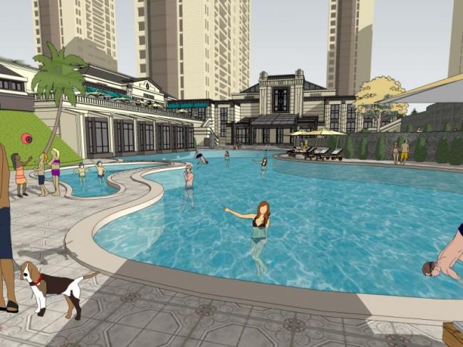 Sketchup商业模型|低层会所，欧式风格