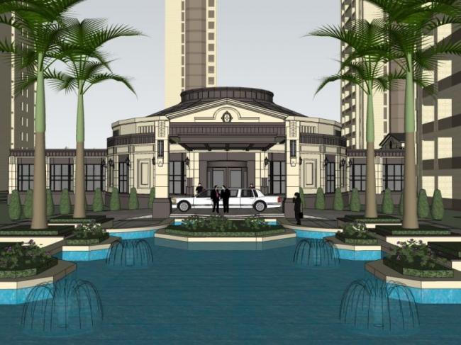 Sketchup商业模型|低层会所，欧式风格