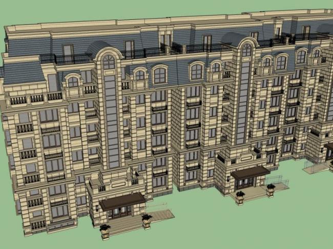 Sketchup住宅模型|多层住宅，古典风格