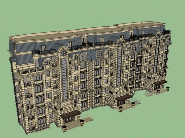 Sketchup住宅模型|多层住宅，古典风格