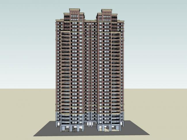 Sketchup住宅模型|超高层住宅，居住建筑，古典风格