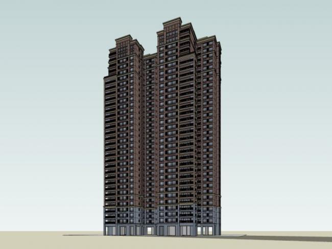Sketchup住宅模型|超高层住宅，居住建筑，古典风格