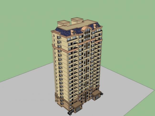 Sketchup住宅模型|高层住宅，古典风格