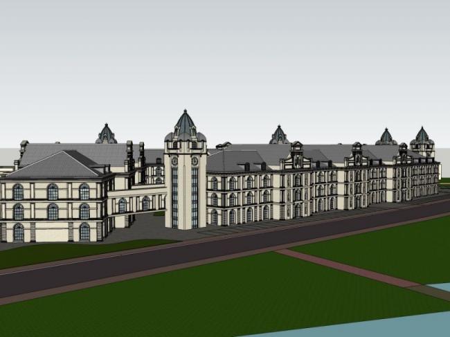 Sketchup住宅模型|多层住宅，联排，古典风格