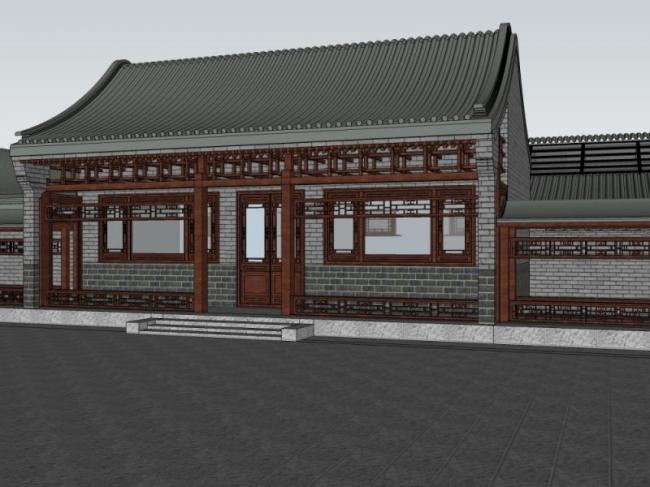 Sketchup住宅模型|四合院，中式风格