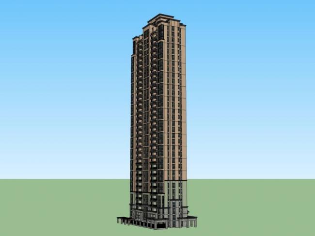 Sketchup住宅模型|超高层住宅，居住建筑，古典风格