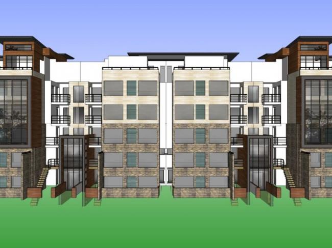 Sketchup住宅模型|联排住宅，多层，现代风格