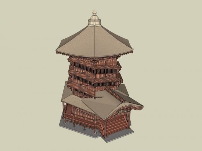 Sketchup古建筑模型|古建筑，多层塔，中式风格