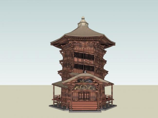 Sketchup古建筑模型|古建筑，多层塔，中式风格