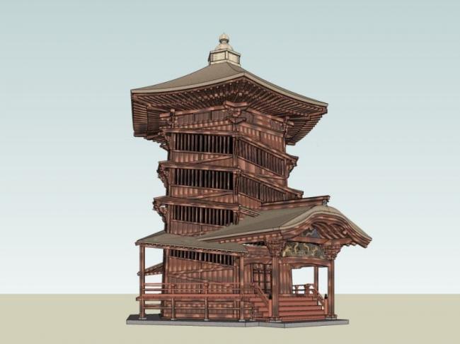 Sketchup古建筑模型|古建筑，多层塔，中式风格