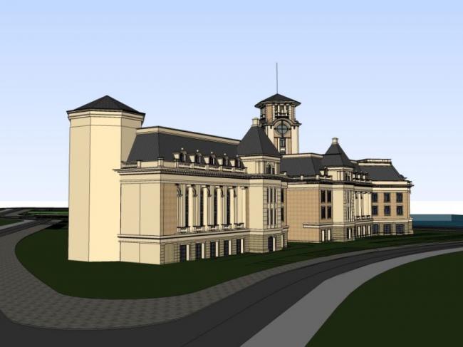 Sketchup商业模型|多层会所，英式风格