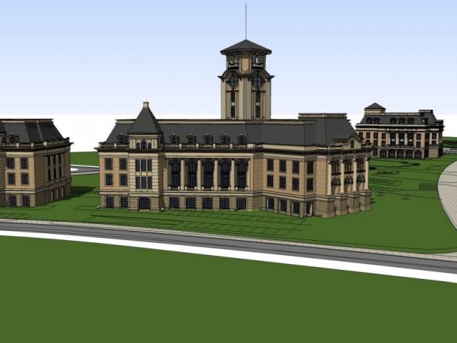 Sketchup商业模型|多层会所，英式风格