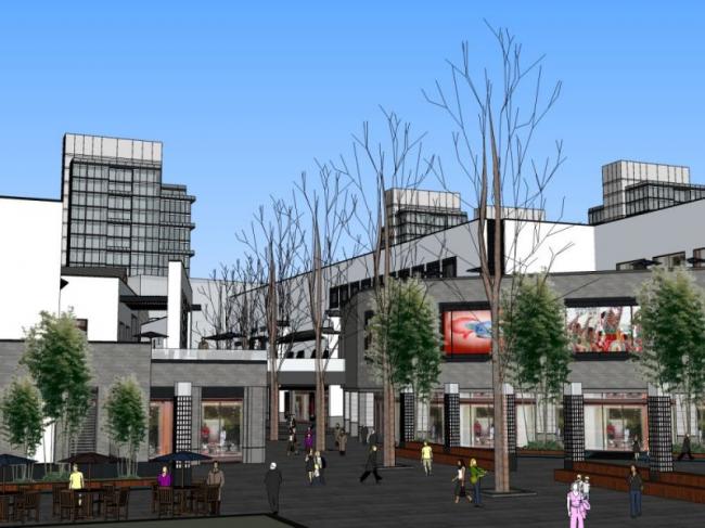 Sketchup商业模型|低层商业街，现代中式风格