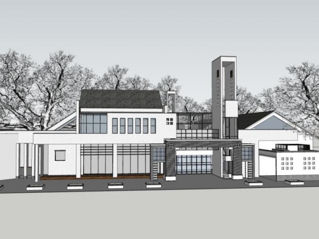 Sketchup办公模型|旅游服务中心，现代中式风格