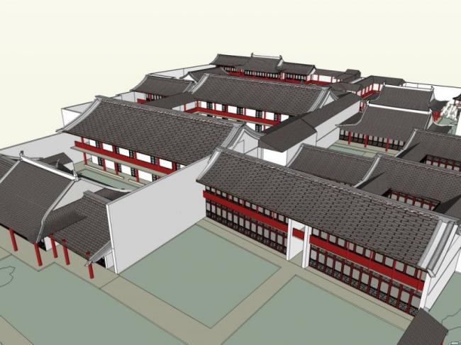 Sketchup古建筑模型|多层园林，中式风格